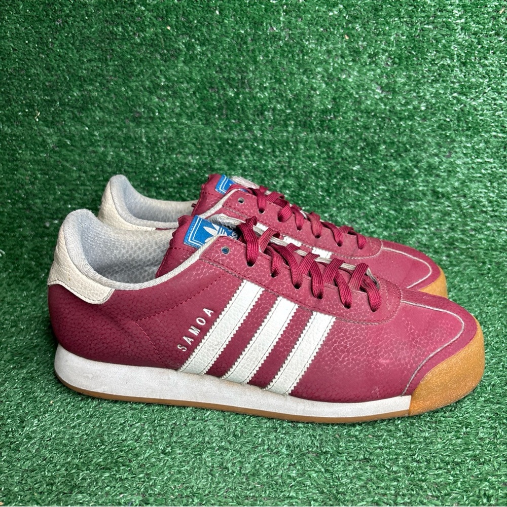 Adidas Samoa Mens Size 8.5 Red White Athletic Leather Walking Shoes Sneakers
